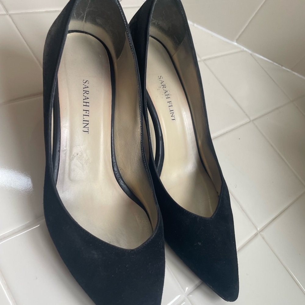 Sarah Flint Perfect Emma Black Suede and Leather 2 in Tortoise Block heels - Picture 6 of 14